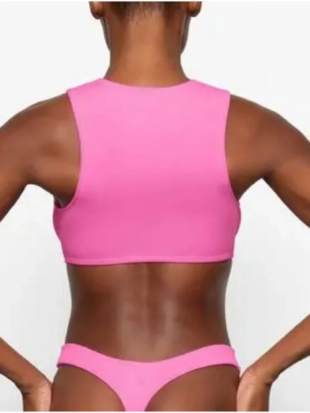 NWT SKIMS Size XXS Sport Swim High Neck Top - Taffy Pink